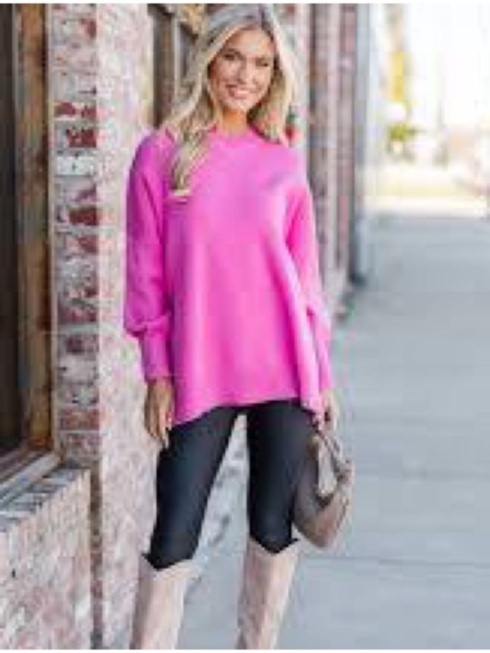 SHOP THE MINT Perfectly You Mock Neck Sweater Candy Pink Oversized XS